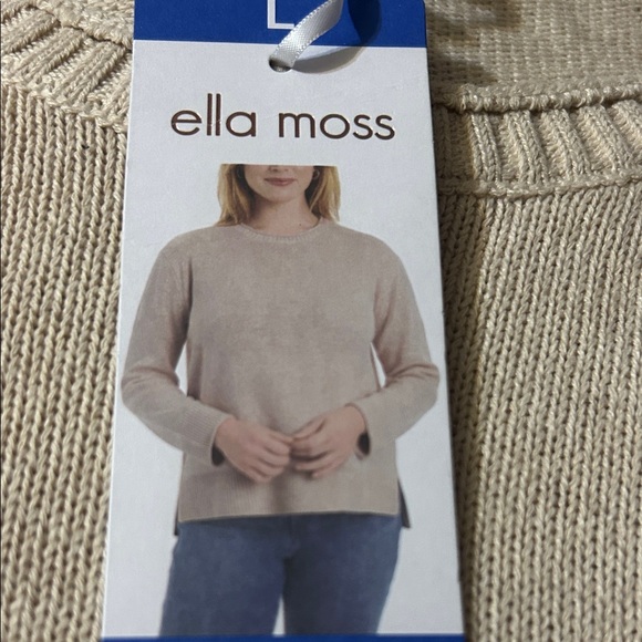 Ella Moss Women's Beige/Tan Crew Neck Sweater L NWT - Picture 1 of 5